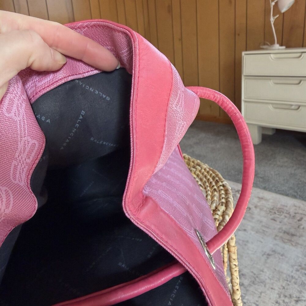 BALENCIAGA 90’s Vintage Bucket Bag Pink Leather Handbag Shoulder Bag Backpack - Picture 12 of 16